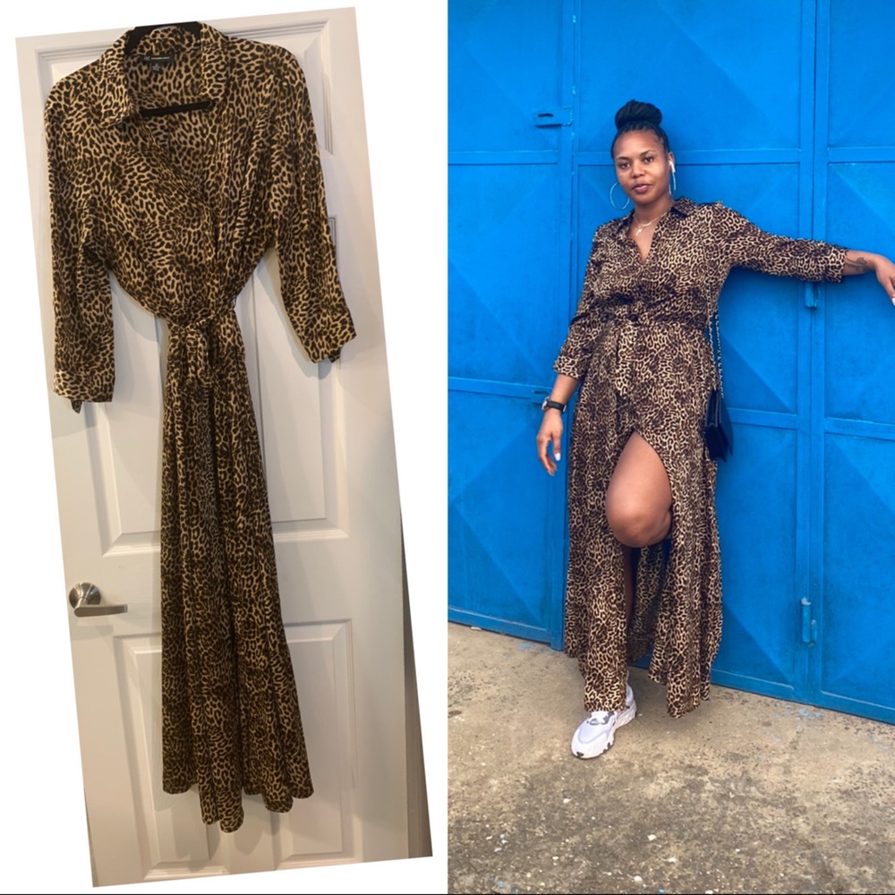 Leopard Print  Tie up Dress